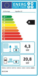 étiquette énergétique Poele buches HS Flamingo Aquaflam 25