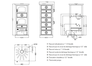 Schema découpe poêle buche bouilleur SK60F